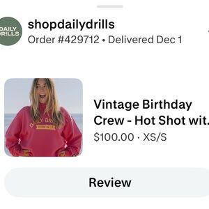 Daily Drills Vintage Pink Crewneck with Yellow Text  Item new in packaging.